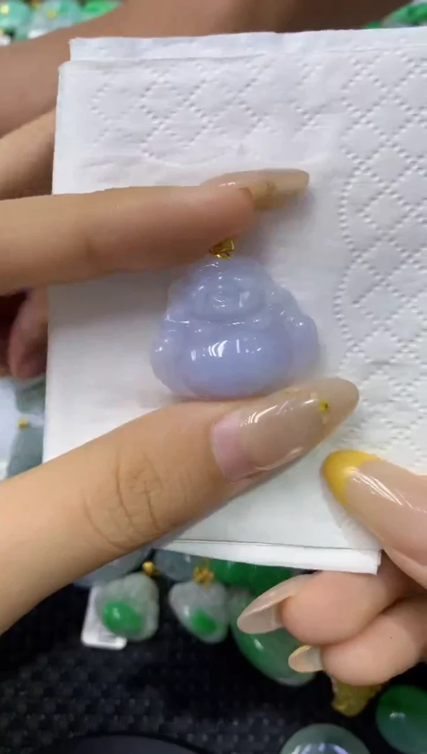 颈饰18K金镶嵌翡翠天然缅甸翡翠A货