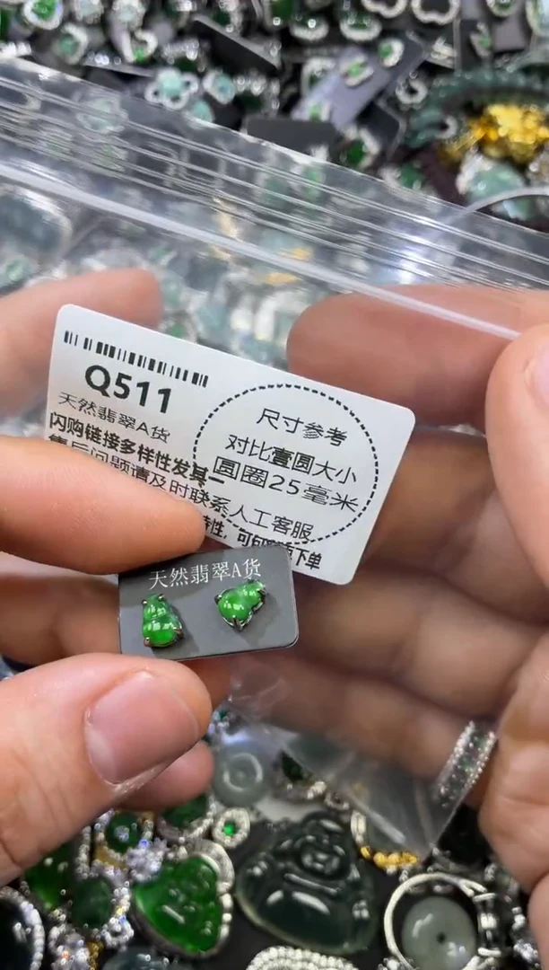 颈饰未镶嵌翡翠Q511耳钉