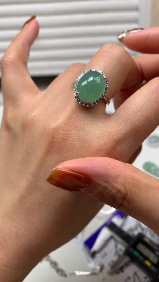 银S925镶嵌戒指翡翠??1