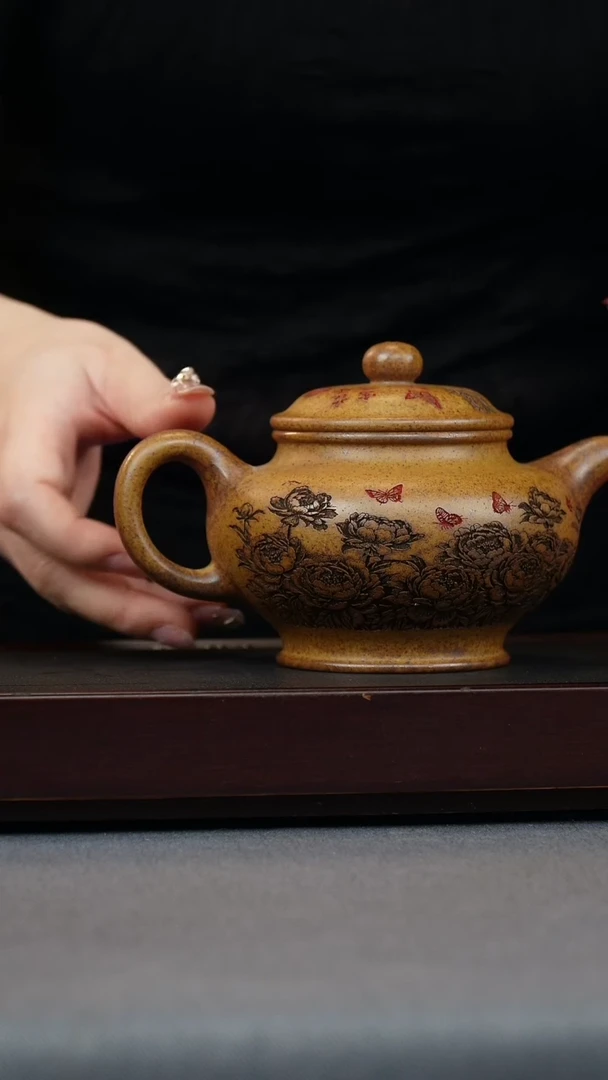 【闪购商品】紫砂茶壶龙骨金沙 牡丹掇只