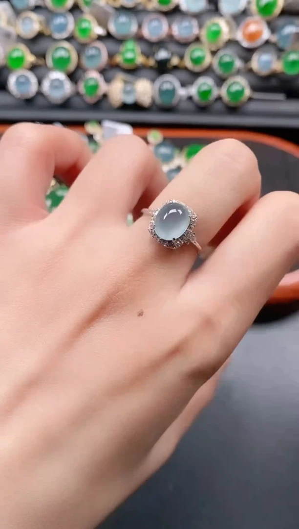 银S925镶嵌戒指翡翠1