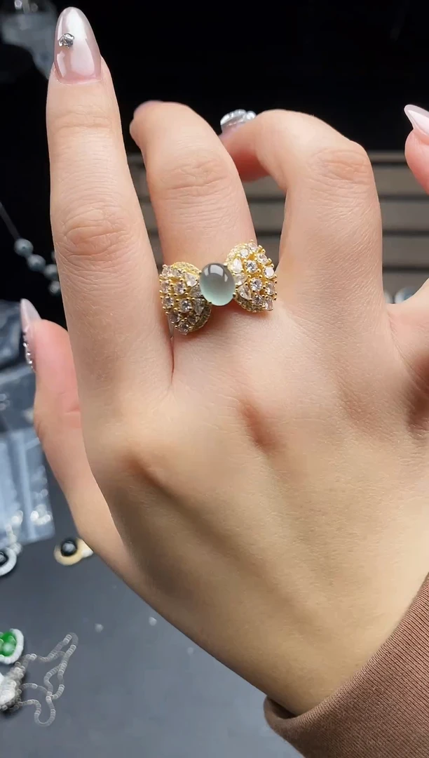 银S925镶嵌戒指翡翠111