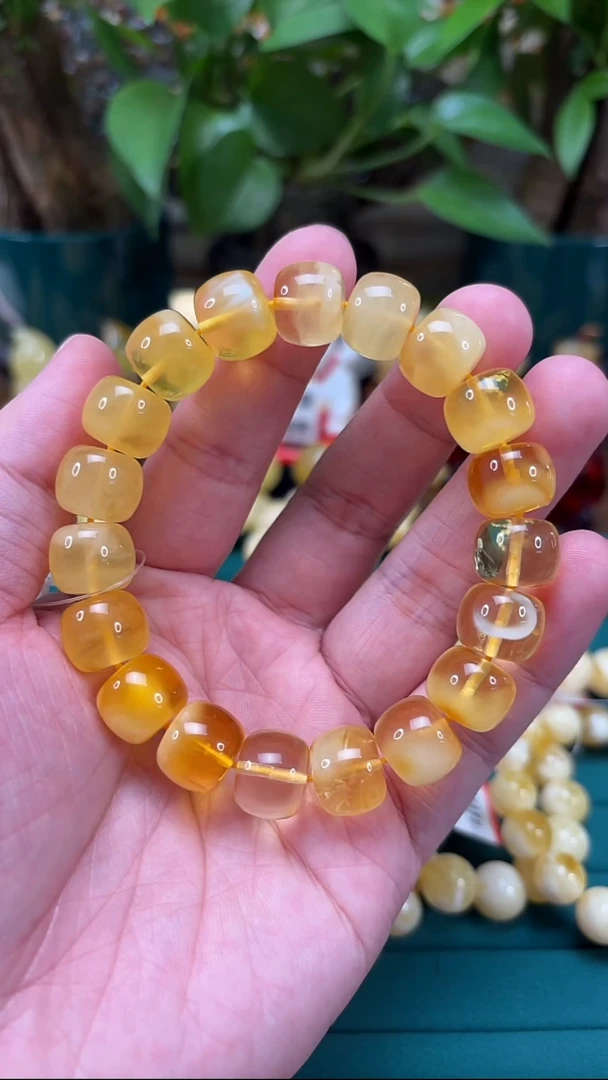 手链蜜蜡未镶嵌H52 荧光妖孽精工老型 25.35克 13mm