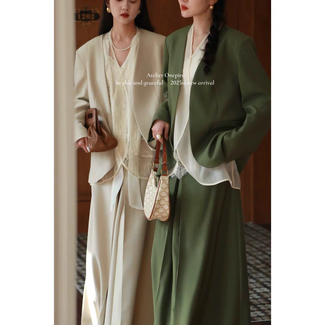 Atelier Onepire|《青衿》叠穿时髦精重磅斜纹复古老钱西装套装