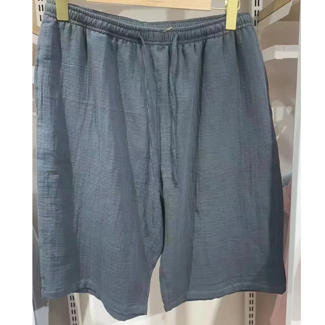 『五分裤短裤』夏季男款全棉双层纱休闲裤宿舍裤家居裤外穿透气柔