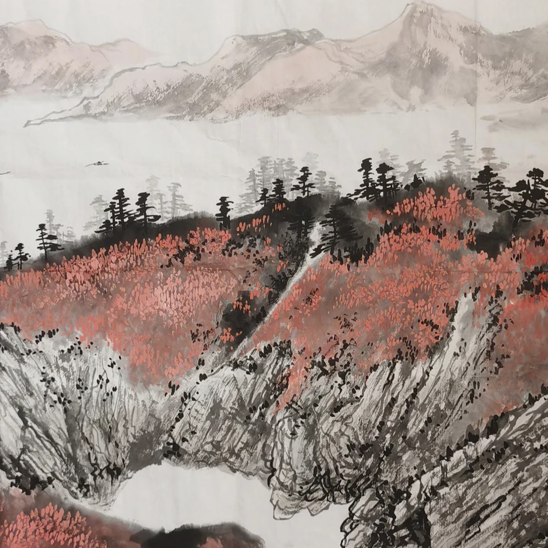 【辽拍】V250211-1-64《漫山红遍》（8.5平尺)  纸本镜心  yy16t