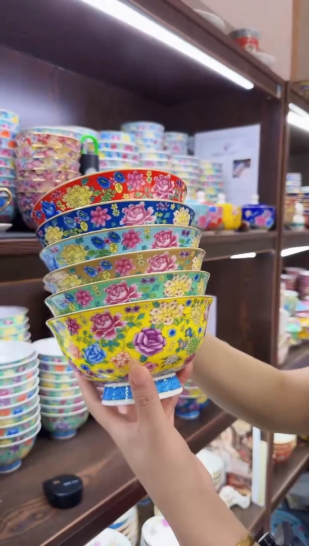 珐琅6英寸面碗6个景德镇陶瓷