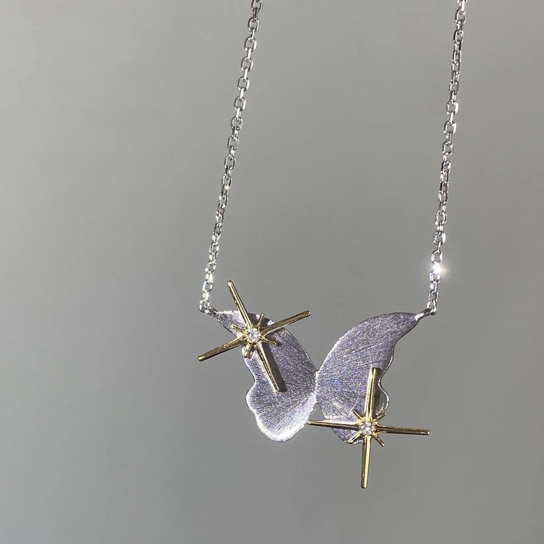 铜合金项链 就像一只蝴蝶飞过了废墟蝴蝶项链气质高级锁骨颈链