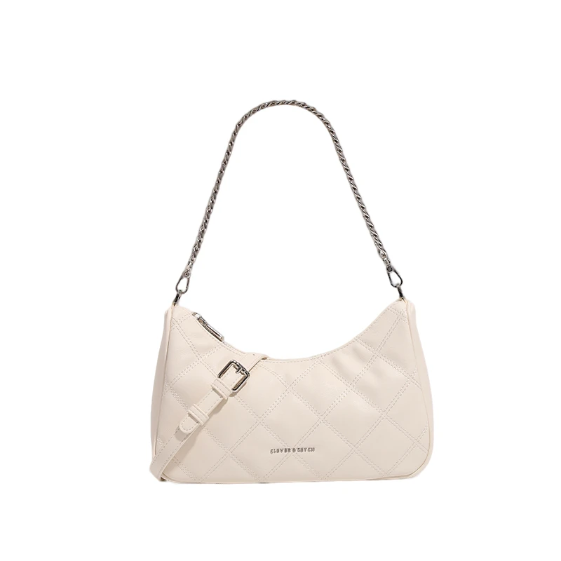 CLEVER新款法式腋下包时尚百搭菱格小众链条单肩包