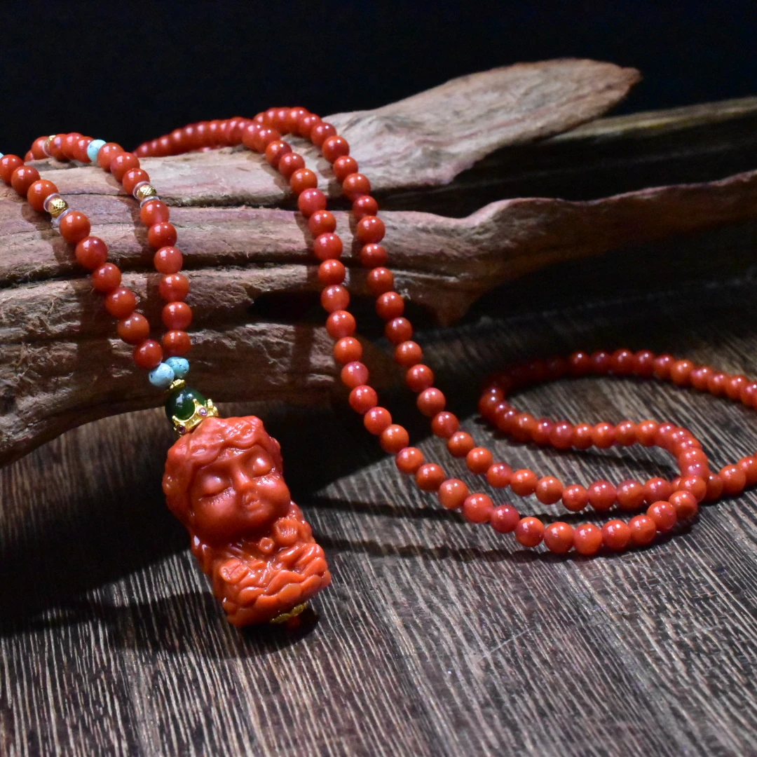 【一九珠宝】S925银南红度母吊坠套链-度母卡24mm  YJ713