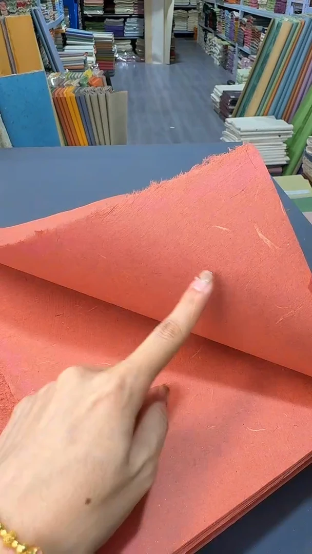 纯手工34*69cm50张故宫红珍金皮麻纸半生熟