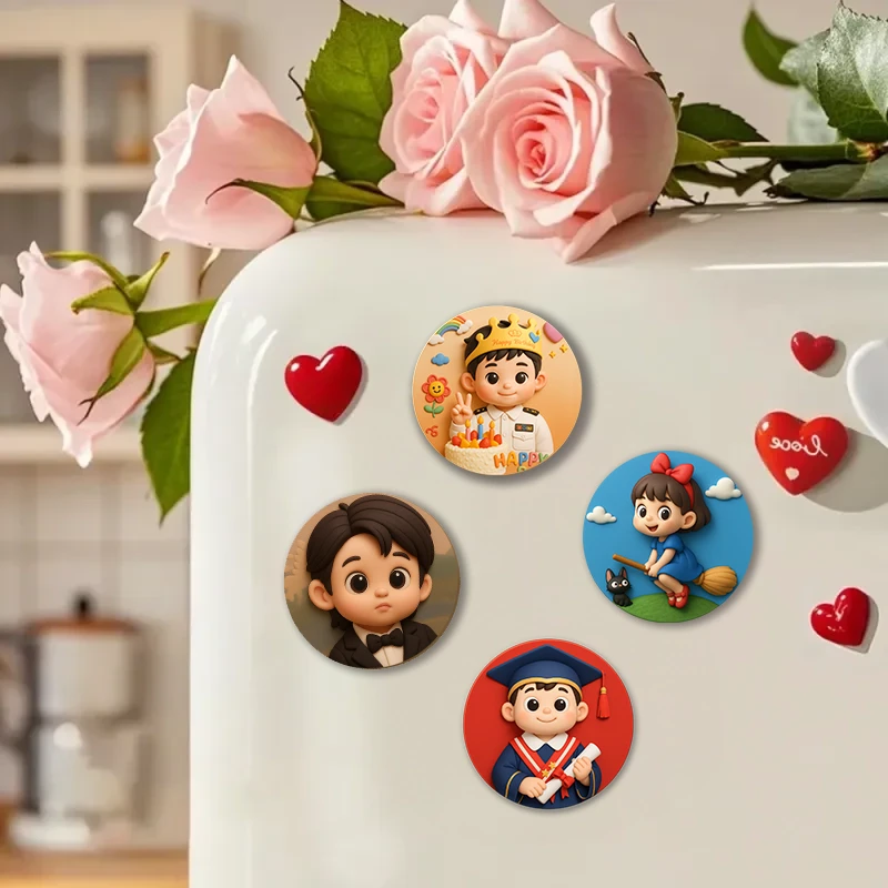 【拍一发三】照片定制立体冰箱贴车装饰吧唧亲子孩子情侣生日礼物