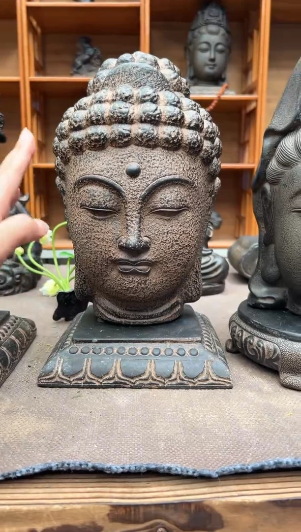 陶土大佛首+莲花底座