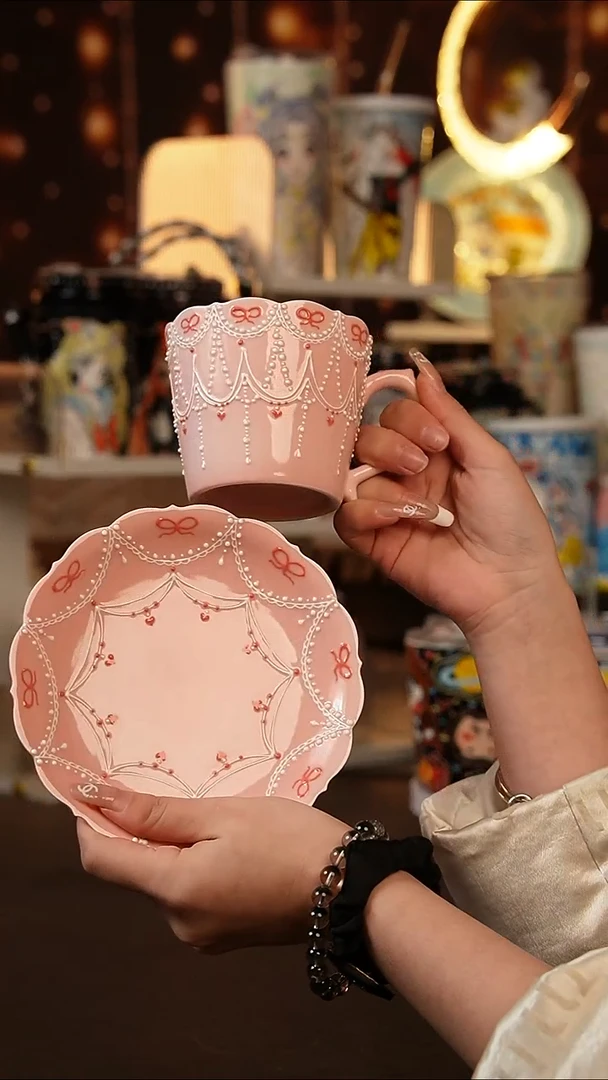 (玉泥）景德镇手工手绘文创陶瓷咖啡店杯+杯碟