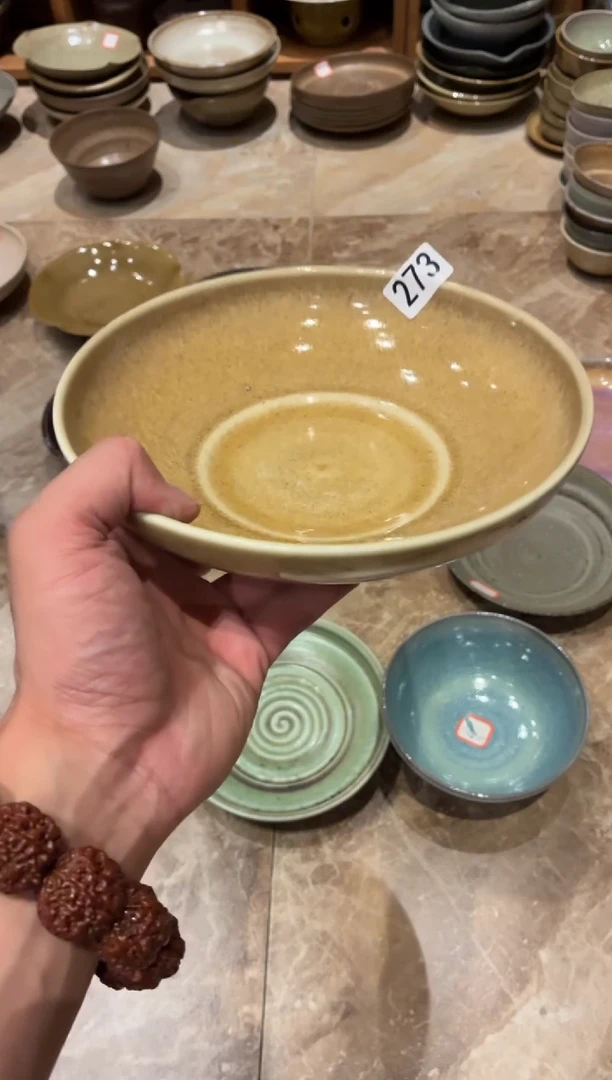 瓷片小**潮273微瑕蜂蜜柚菜盘1个