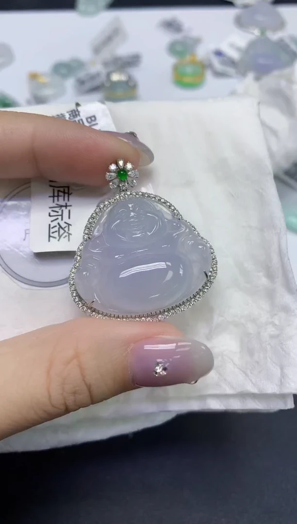 颈饰18K金镶嵌翡翠芊*天然缅甸翡翠A货百元以上9元证书费自理