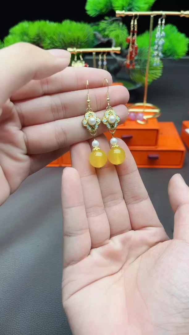 玛瑙/玉髓耳饰银S925镶嵌330