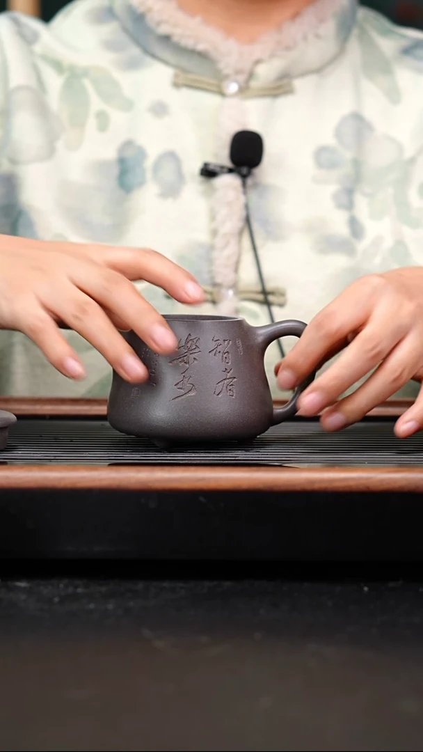 茶壶紫砂天青高石瓢240刻山水