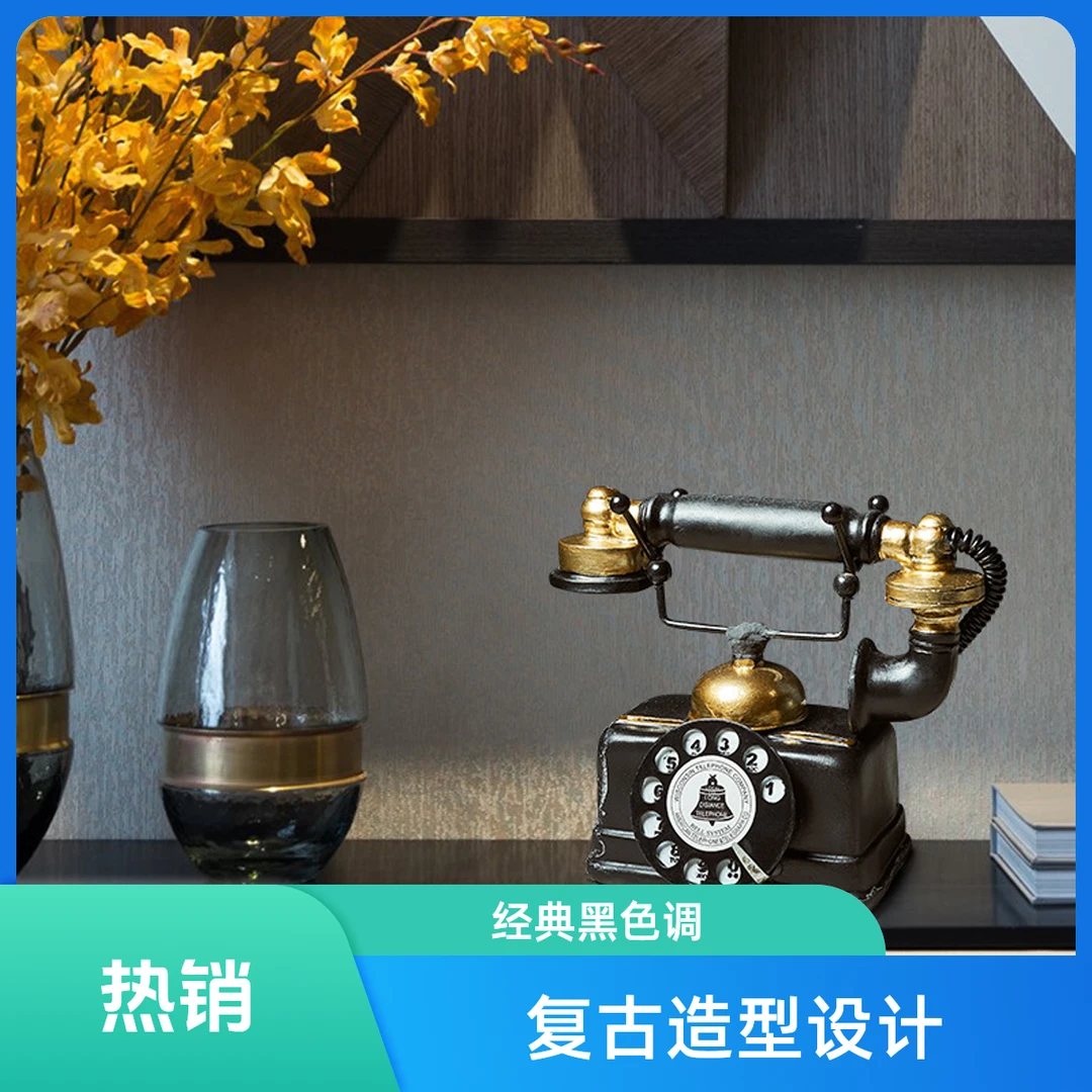 欧式怀旧复古电话机模型摆件咖啡馆皇茶店闲置架创意树脂饰品摆设