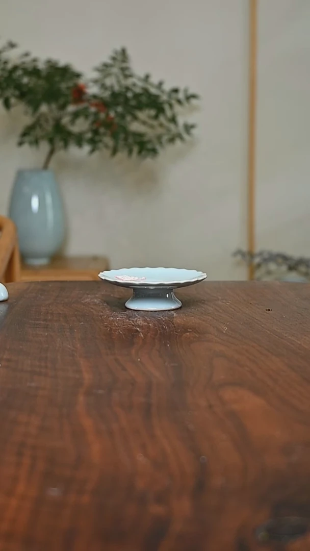 高足盏托 天青 微瑕 朱家汝窑款