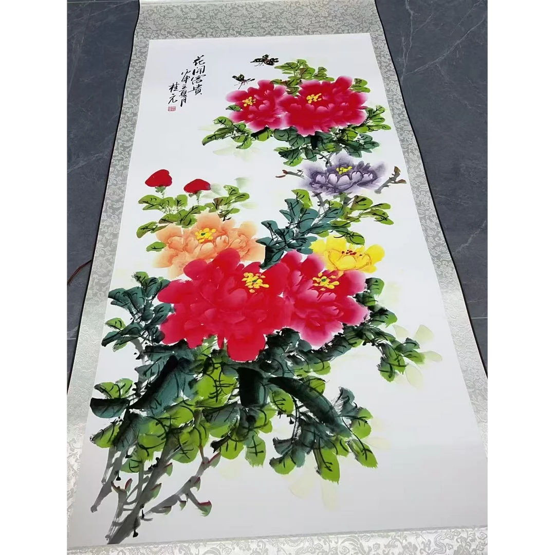 四尺（花开富贵）高清数字还原玄关走廊中堂 居家装饰挂画