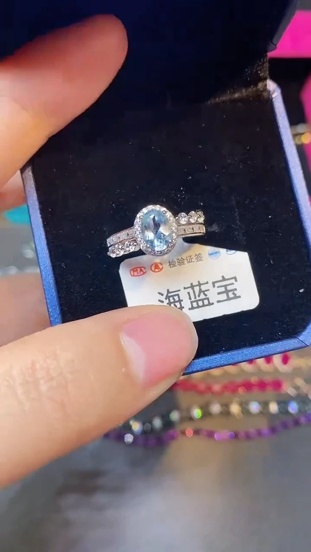 【闪购商品】海蓝宝石戒指银S925镶嵌.......