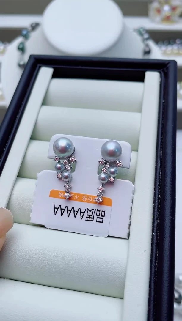 银S925镶嵌海水珍珠耳饰W111