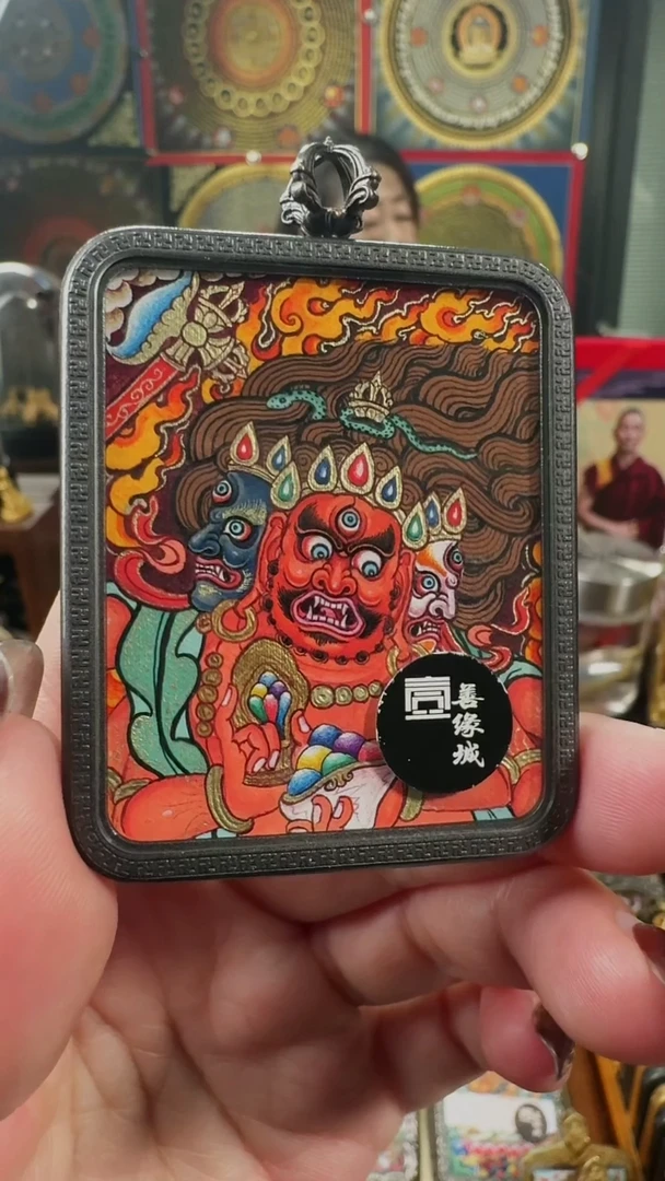 吊坠 壹善缘城手绘唐卡红C