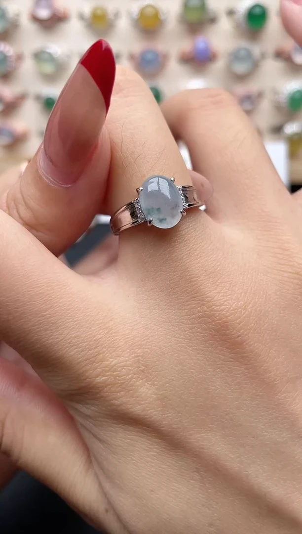 【闪购商品】翡翠戒指银S925镶嵌一物一证一礼盒