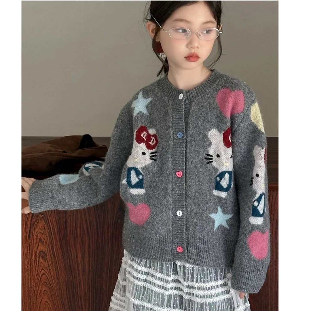 女童毛衣开衫2025春秋新款儿童休闲洋气外套秋季韩系范针织衫开衫