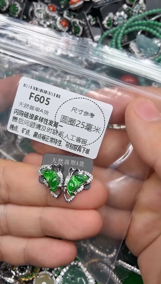 颈饰未镶嵌翡翠F605耳钉