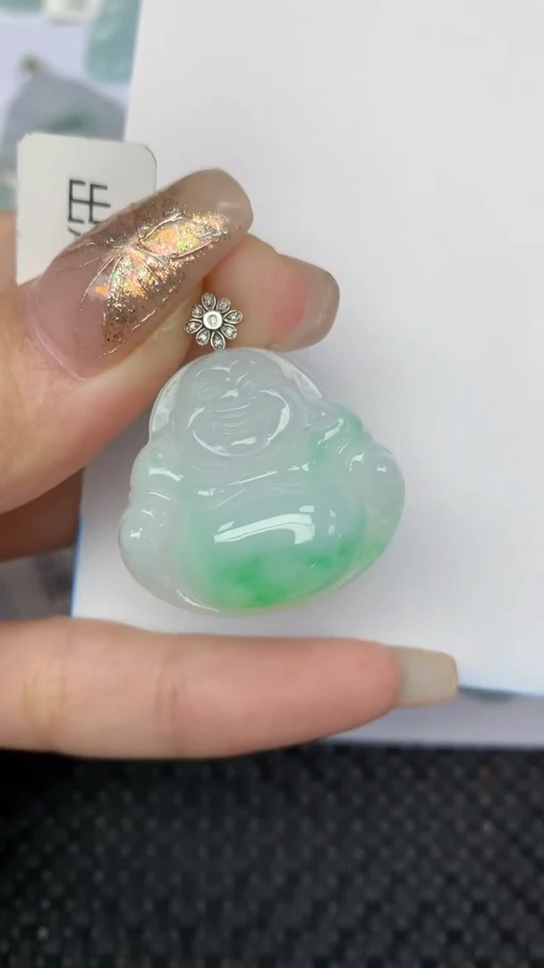 颈饰18K金镶嵌翡翠天然缅甸翡翠a货百元以上9元证书费自理