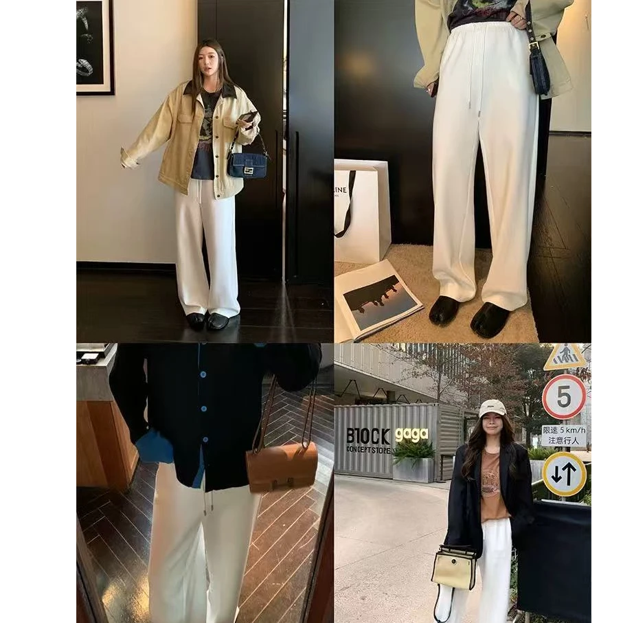 【NAZ微胖大码定制】美式复古白色休闲裤