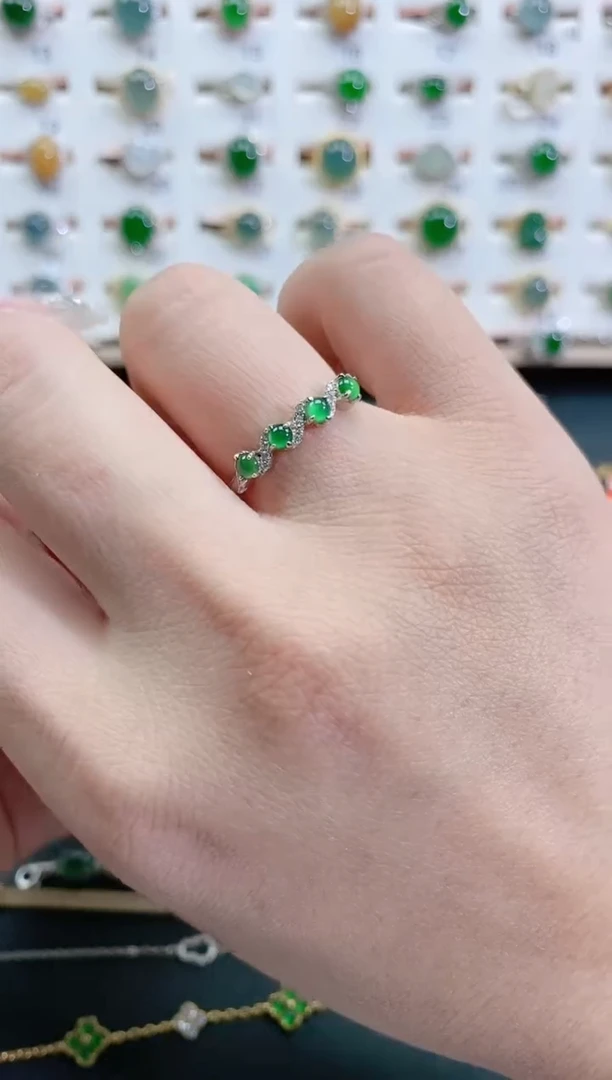 银S925镶嵌戒指翡翠天然翡翠