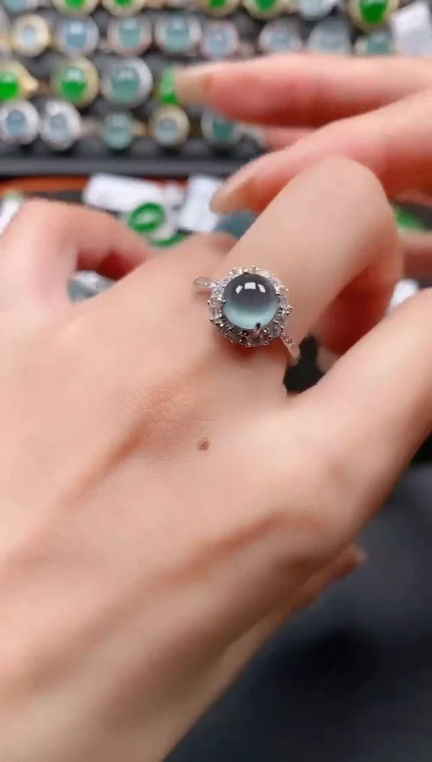 银S925镶嵌戒指翡翠111