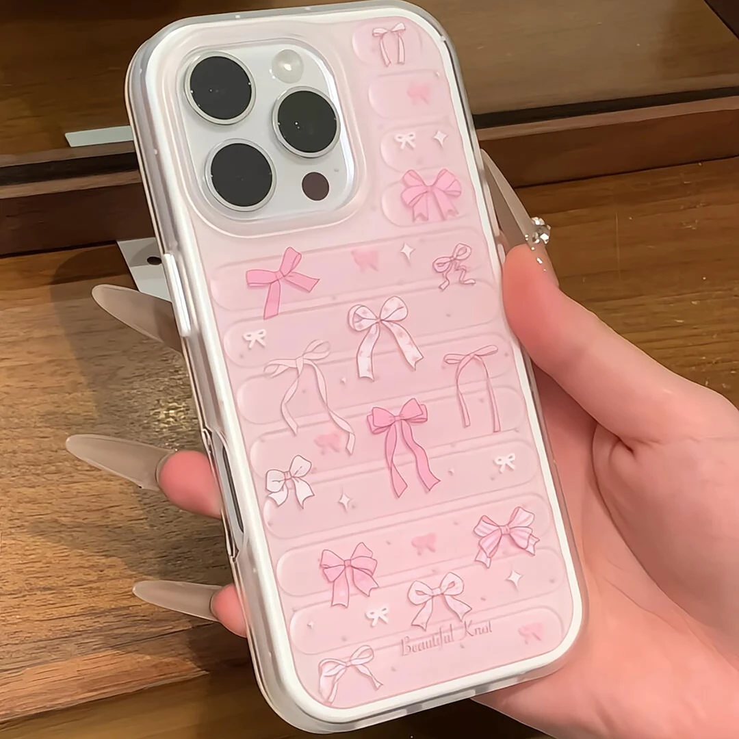 ins甜美少女粉色蝴蝶结适用iPhone16pro苹果15二合一磨砂手机壳14