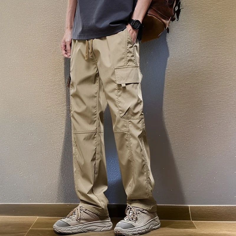 美式工装休闲裤男2025夏季爆款冰丝速干运动裤潮牌宽松微喇直筒裤