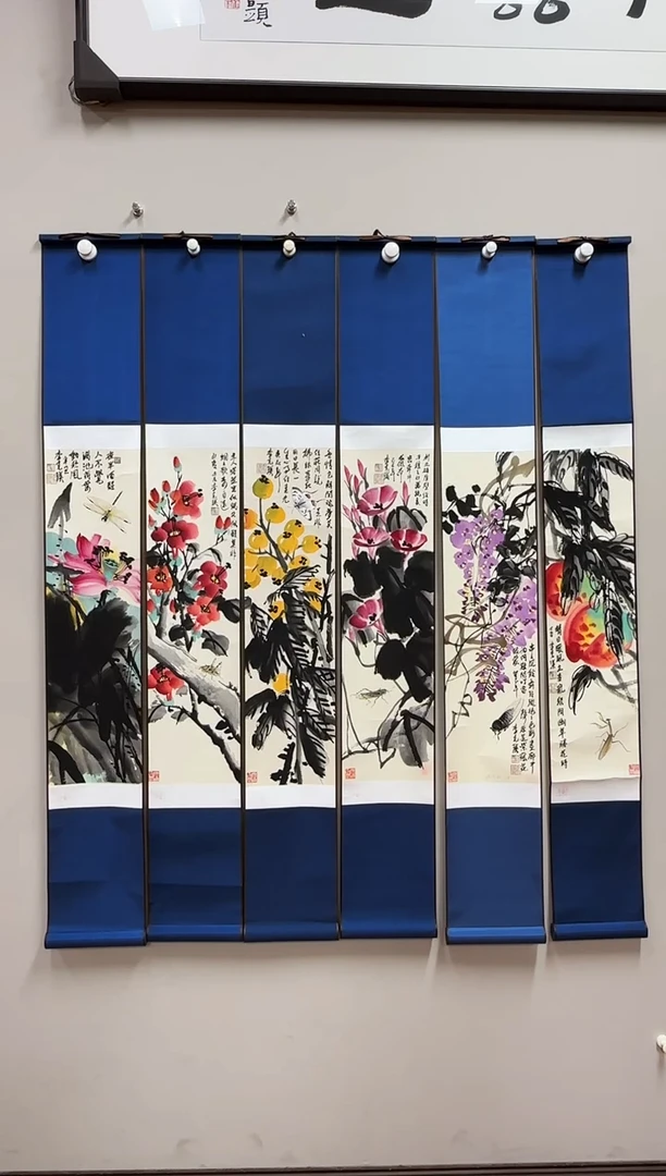 国画李克瑛-国画花鸟6条屏