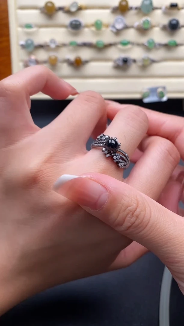 银S925镶嵌戒指翡翠7777777+5