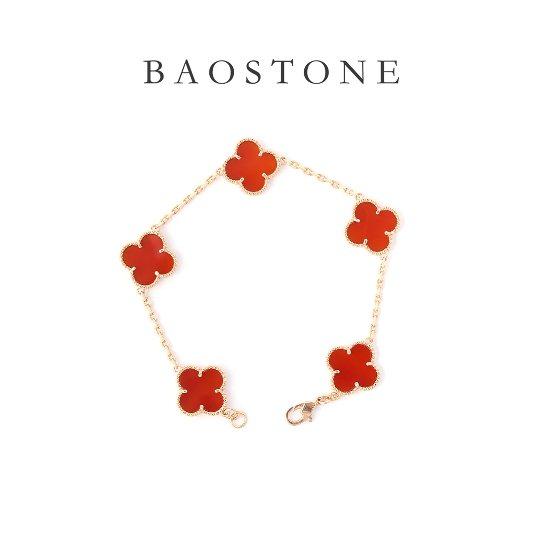 925银合成锆石手链 【红色五花手链金手链小众闺蜜饰品轻奢】百搭