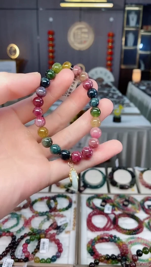 未镶嵌老矿色标单圈手串8mm+碧玺xion多样性发货一条