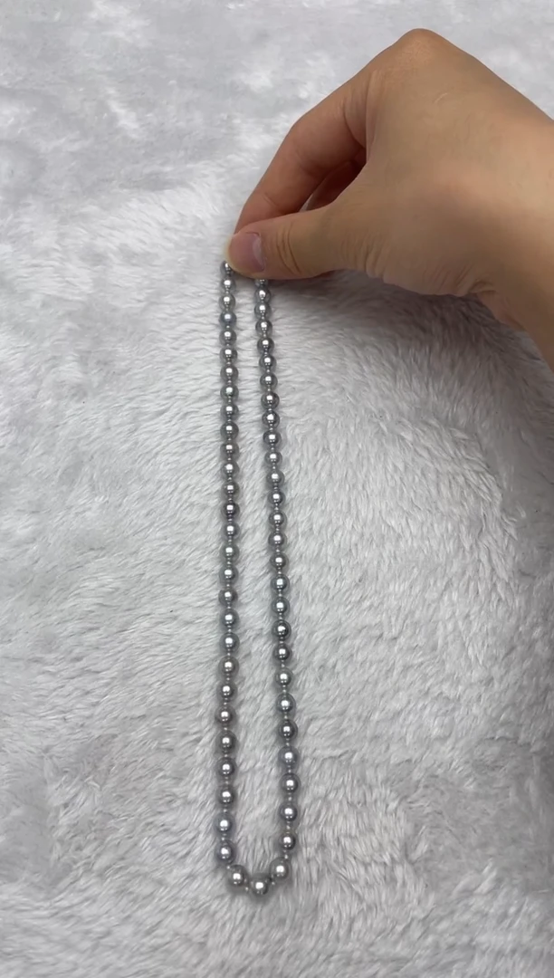 项链银S925镶嵌海水珍珠AK真多麻6.5-7mm