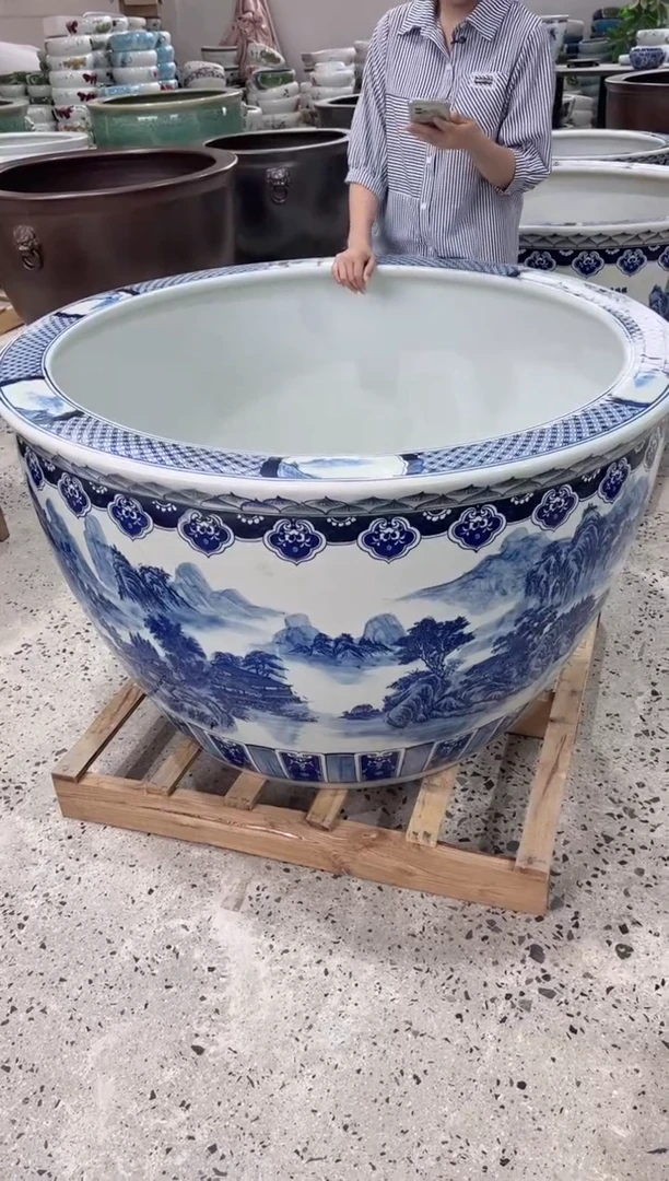 缸1.2高度70青花山水........