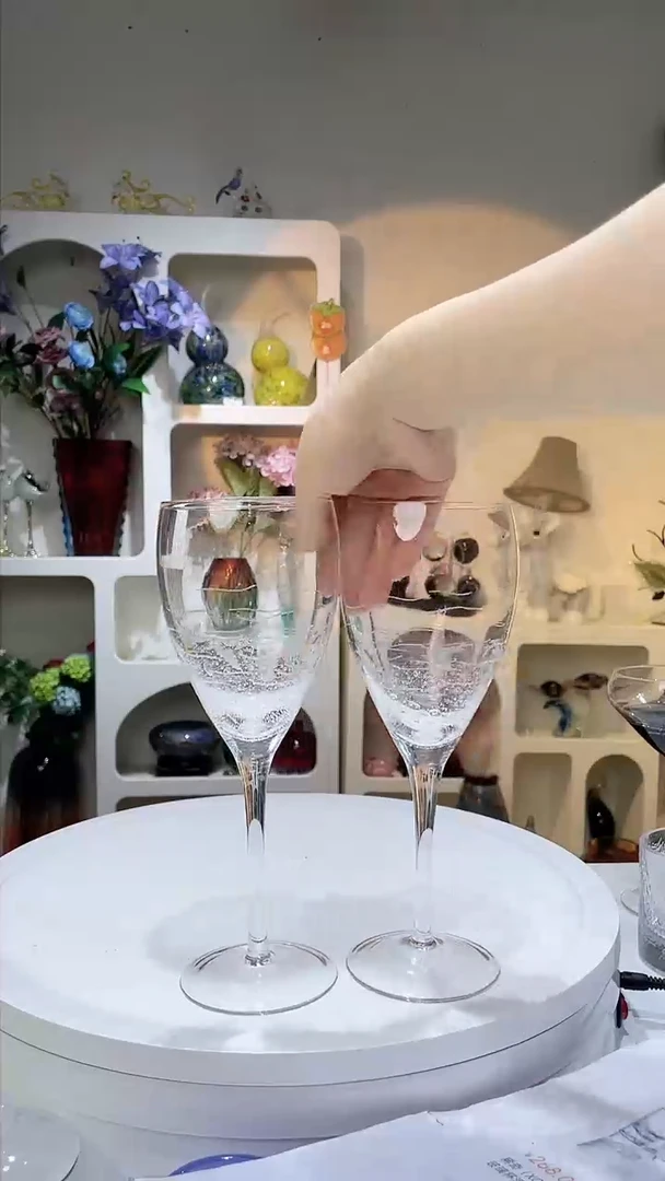 【闪购商品】水晶玻璃2支手工磨刻红酒杯磨刻鱼