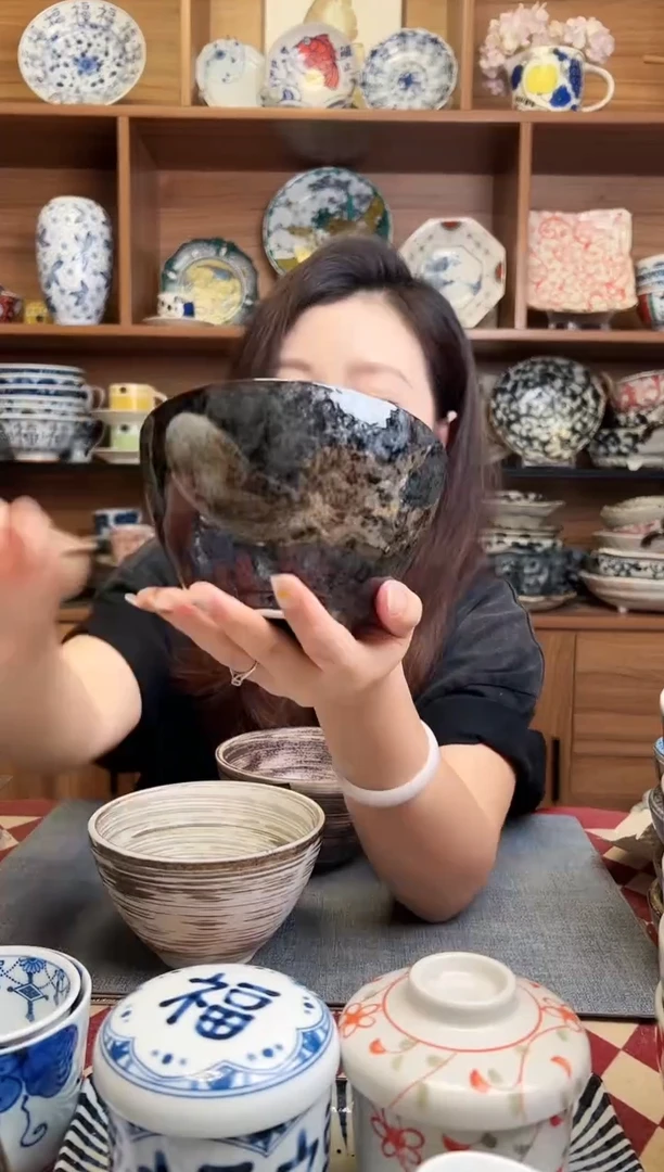 瓷片明世荒刷毛13cm斗笠井碗