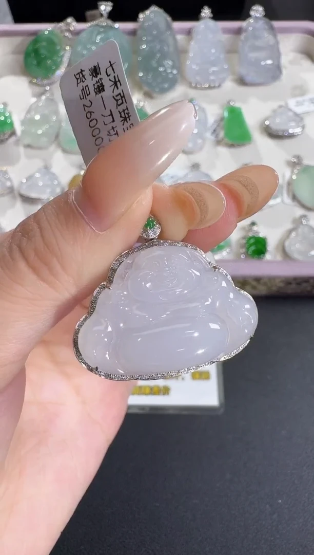 翡翠18K金镶嵌吊坠(不含链)【源头工厂】钻石镶嵌