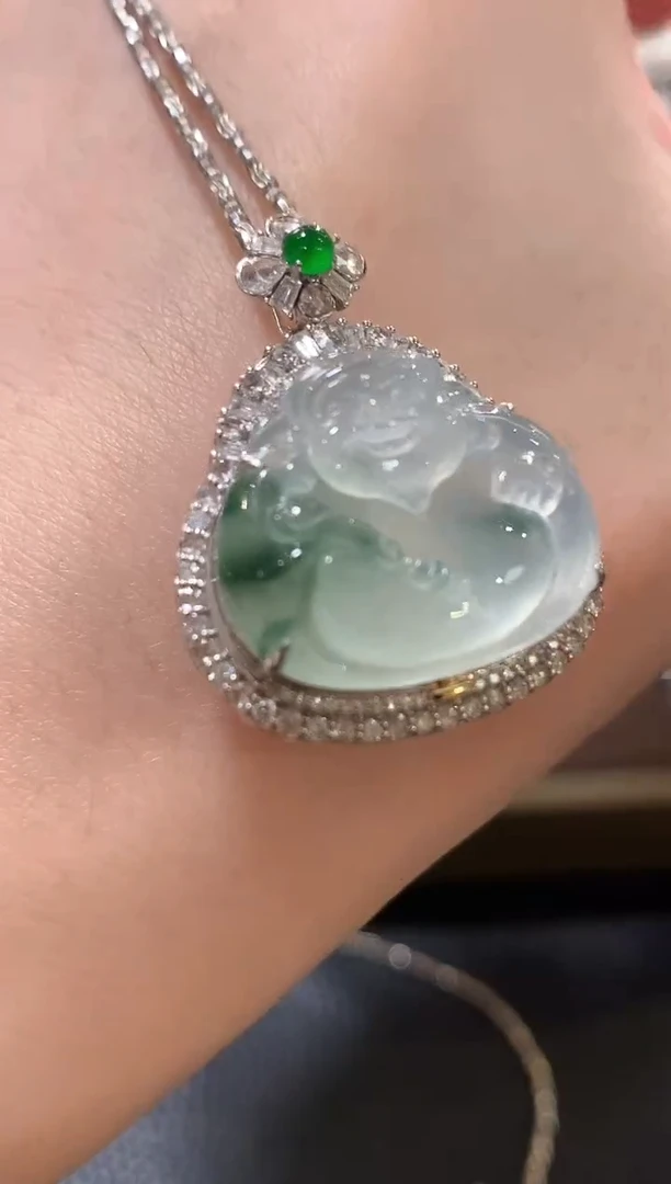 吊坠(不含链)18K金镶嵌翡翠a99