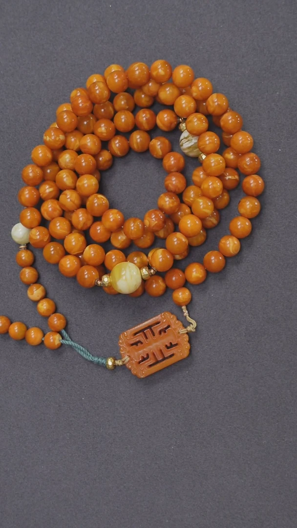 未镶嵌颈饰蜜蜡花蜡108毛衣链diy金白珠9-13+