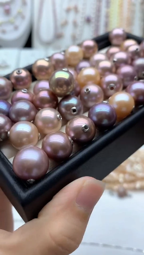 淡水珍珠银S925镶嵌吊坠(不含链)多样性发其一13mm