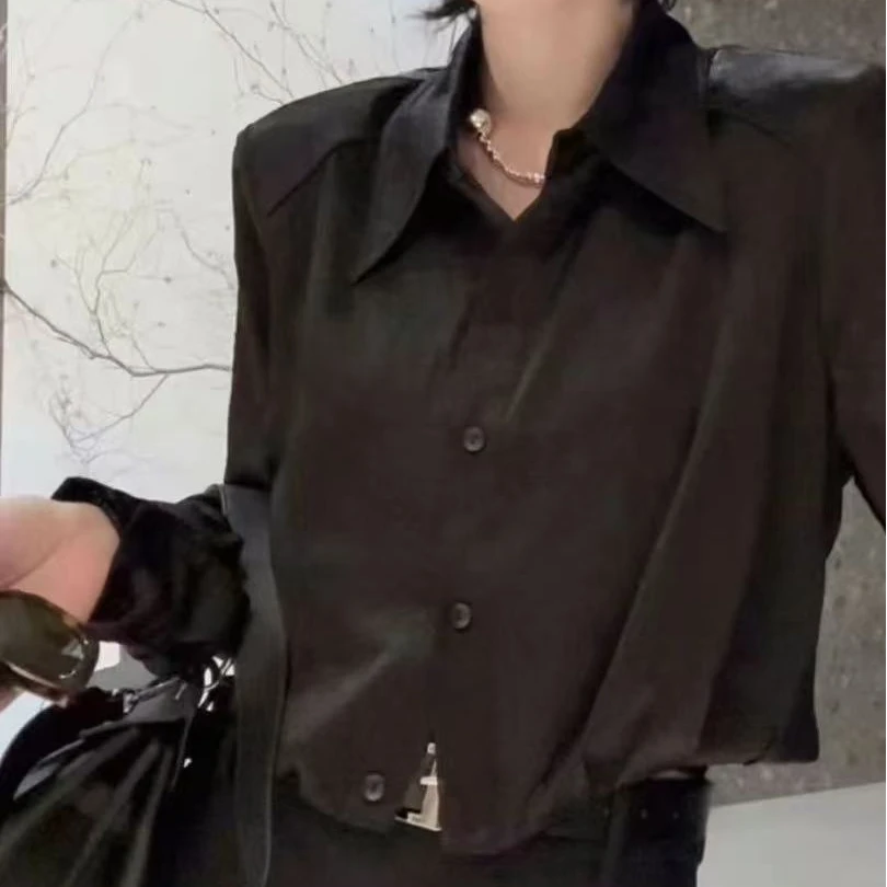 （萱萱严选）纯色个性潮流衬衫